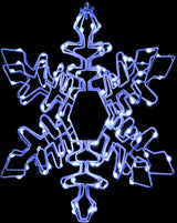 Hanging decoration shaped like a snowflake with a foldable design. Pre-lit with LED lights that can be controlled by an app.