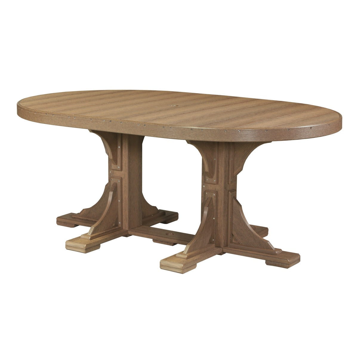 This is the Antique Mahogany colored oval dining table on a white background.
