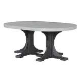 This is the Dove Gray and Black colored oval dining table on a white background.