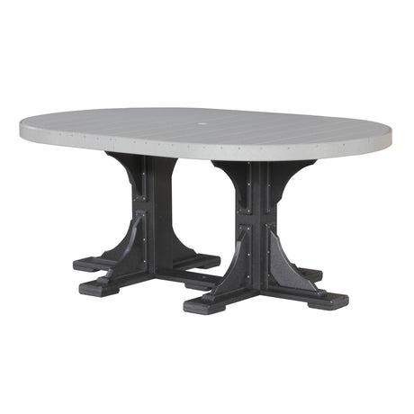 This is the Dove Gray and Black colored oval dining table on a white background.