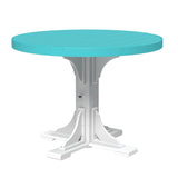 This is the Aruba Blue and White colored round dining table on a white background.