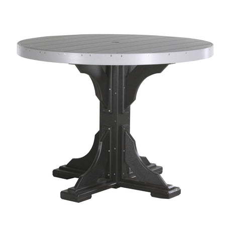 This is the Dove Gray and Black colored round dining table on a white background.