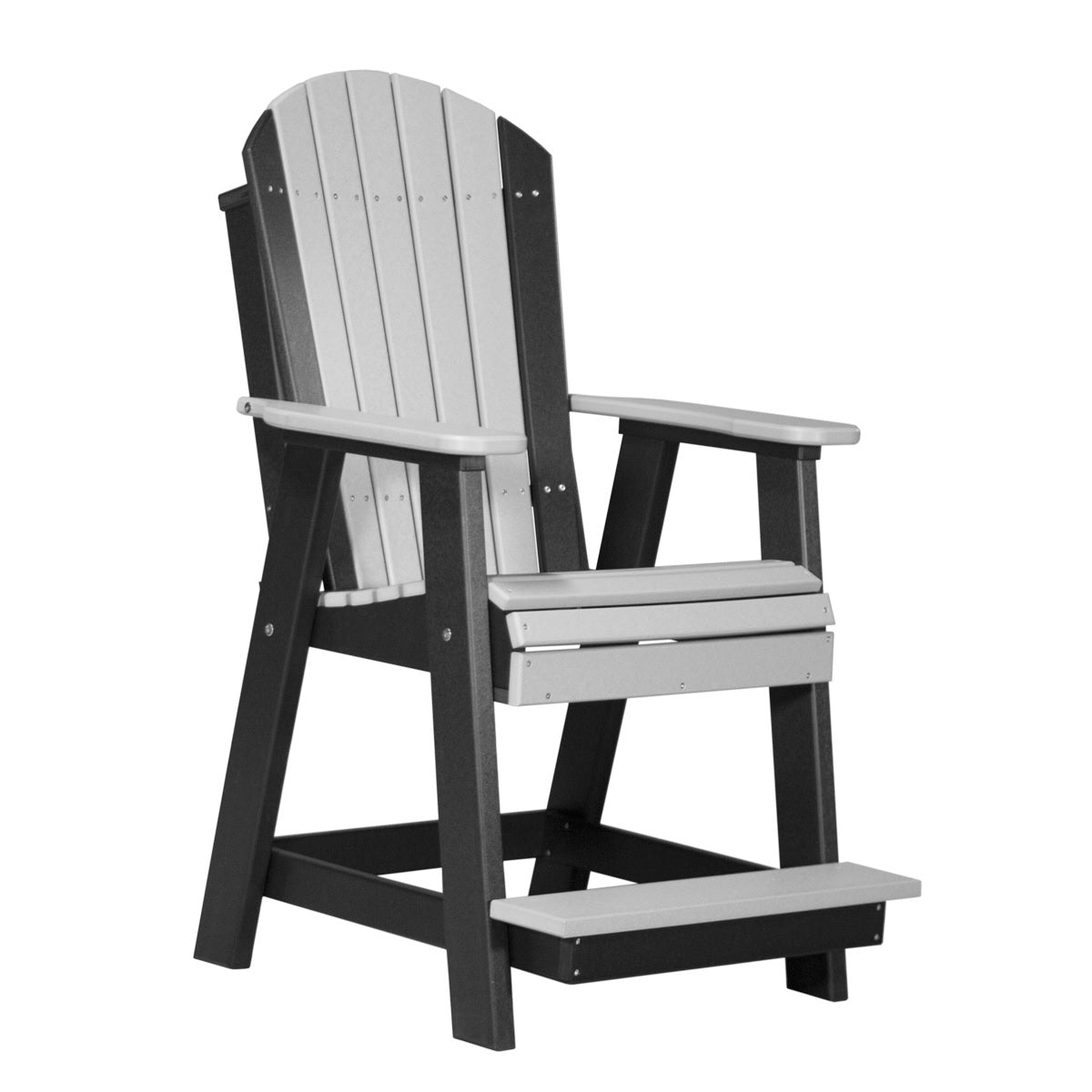 This is the Dove Gray and Black colored Balcony Adirondack Chair on a white background.