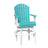 This is the Aruba Blue and White colored Swivel Adirondack Chair on a white background.