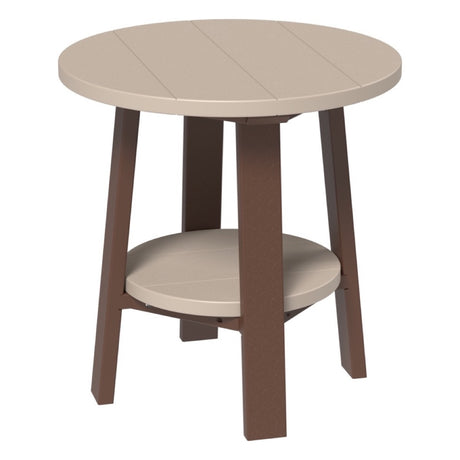 This is the Weatherwood and Chestnut Brown colored end table on a white background.