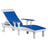 This is the Blue and White colored lounge chair on a white background.