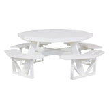 This is a White colored picnic table on a white background.