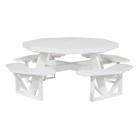 This is a White colored picnic table on a white background.