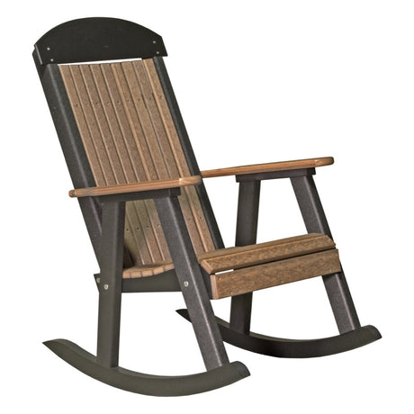 This is the Antique Mahogany and Black colored Porch Rocker Chair on a white background.