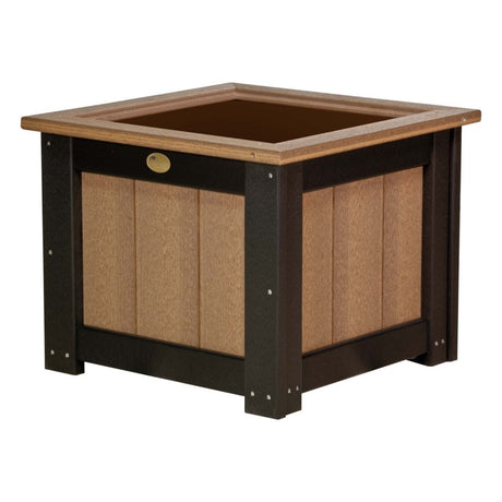 This is the Antique Mahogany and Black colored square planter box on a white background.
