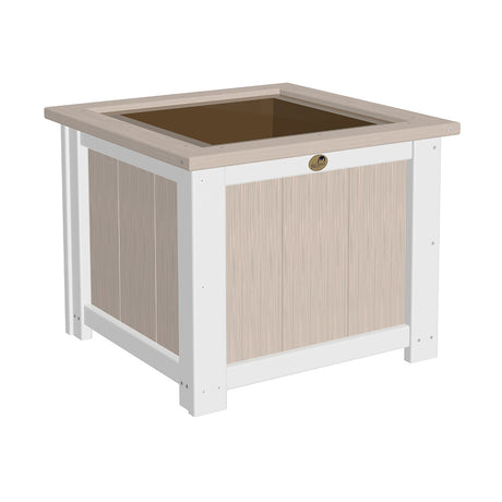 This is the Birch and White colored square planter box on a white background.