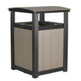 This is the Weatherwood and Black colored trash can on a white background.