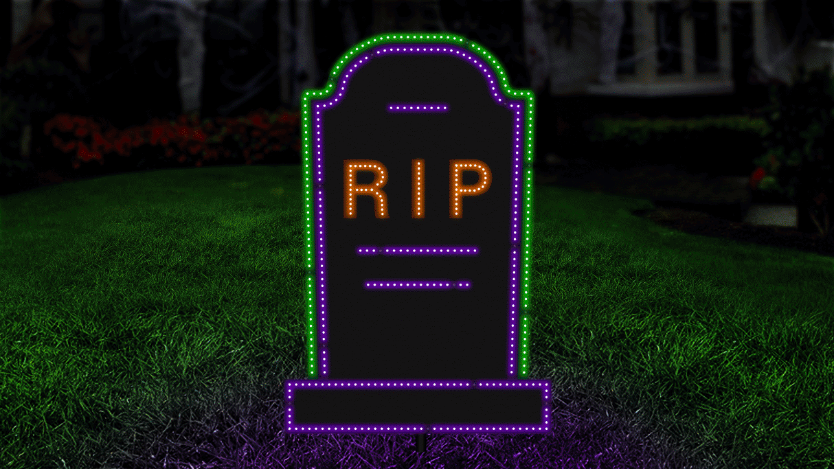 2.5' LED Vibrant Tombstone Decoration