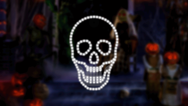 This is a moving image showing the way the skeleton's mouth opens and closes and the eyes blink.