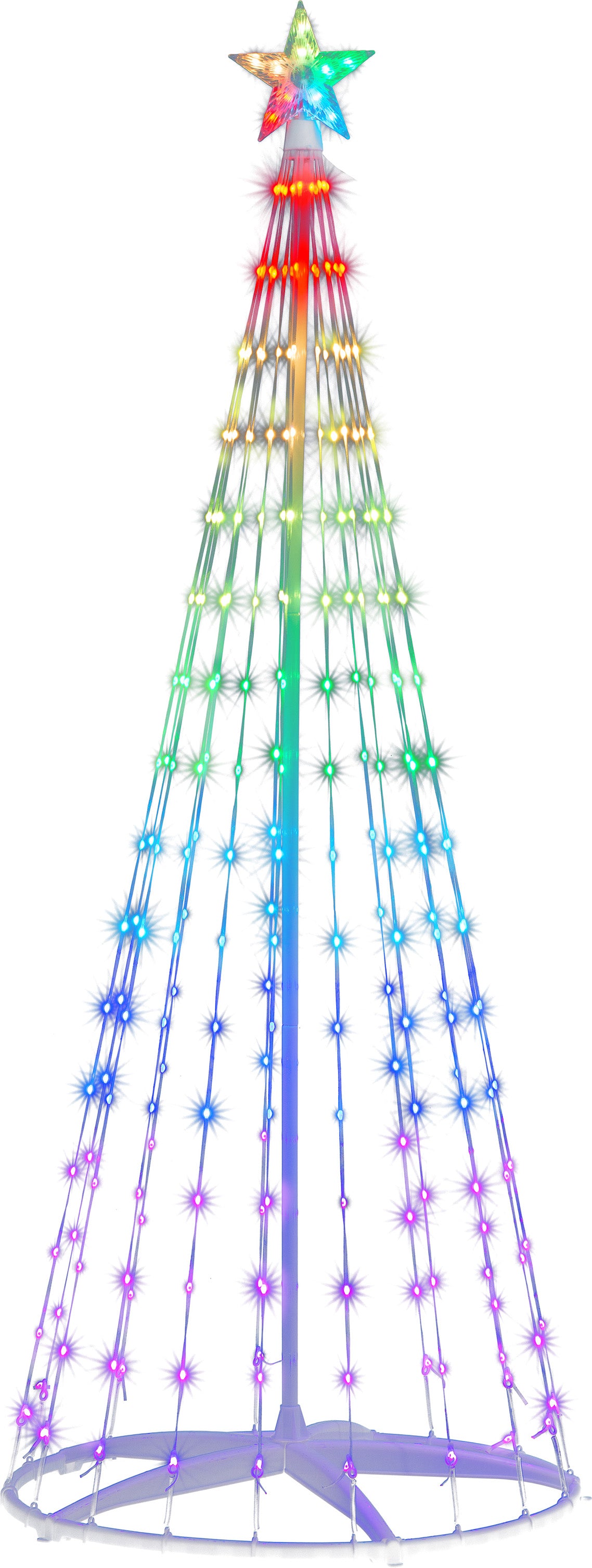 Six foot string tree pre-lit with LED lights that you can control via an app.