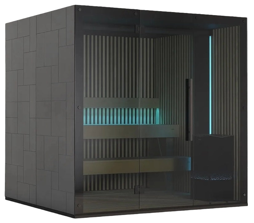 This image shows the Reflection 4 sauna on a white background. It's big enough to fit four adults.