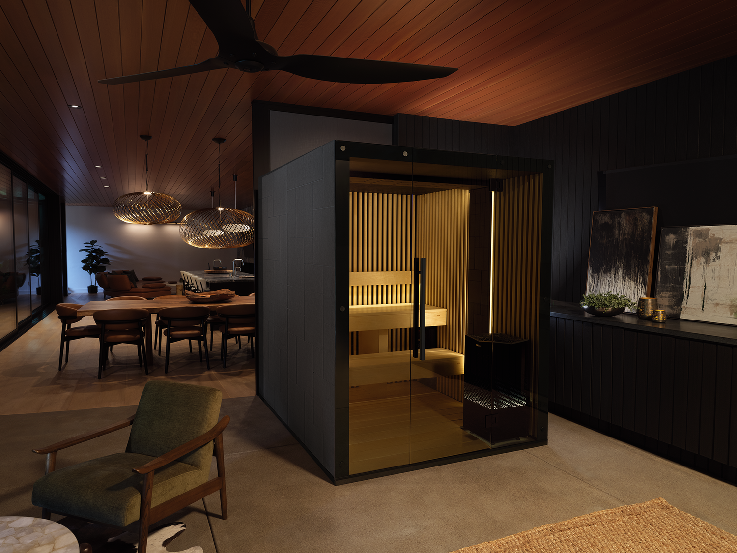 This image shows the sauna inside someone's kitchen.