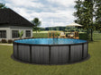 This is a lifestyle image showing what this pool would look like in a grassy backyard.