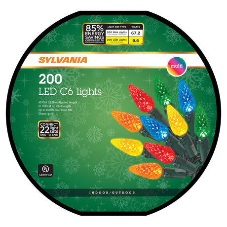 Set of 200 LED C6 Christmas Lights on a Reel from Sylvania