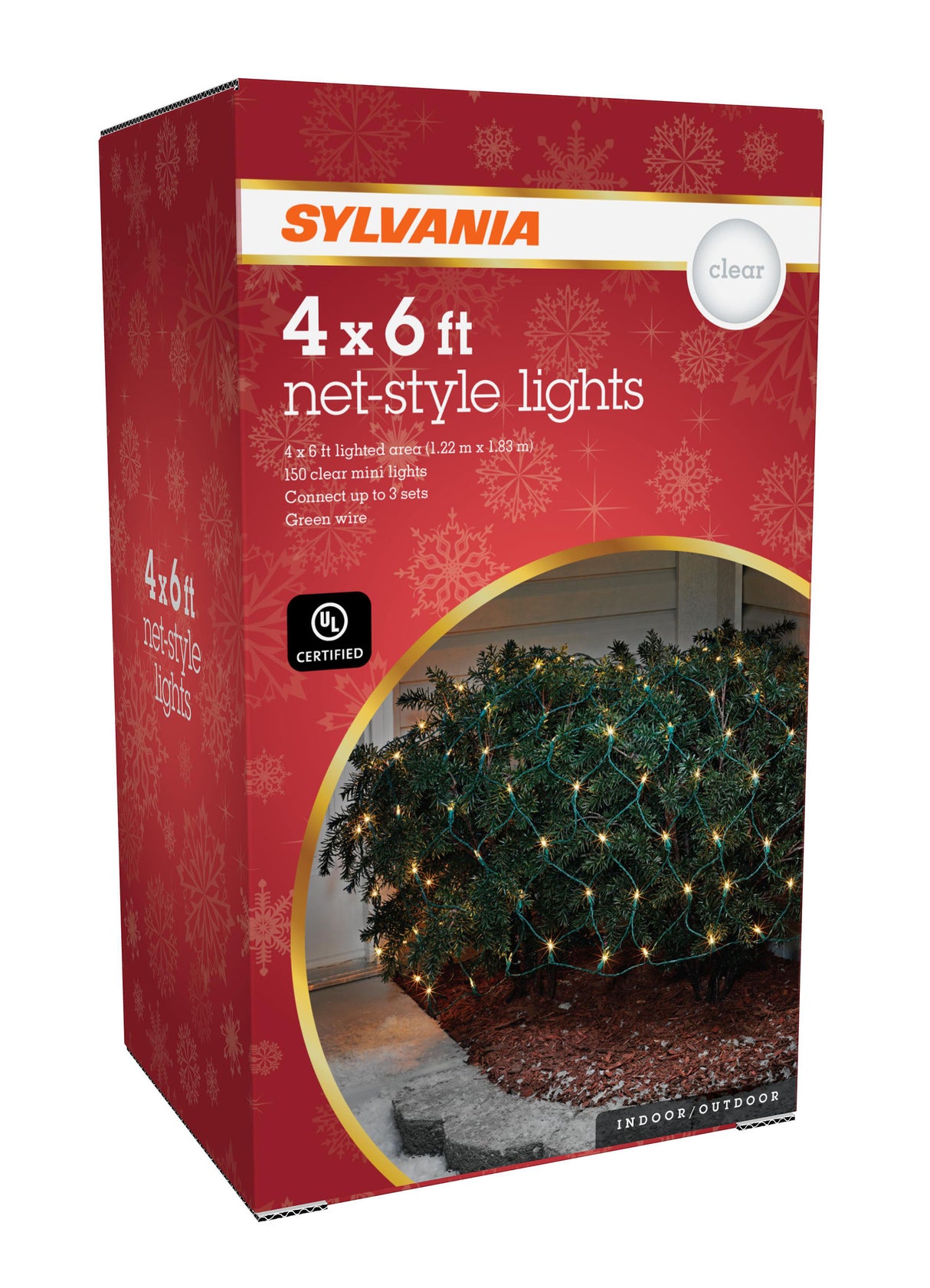 Basically a blanket of lights. You can wrap it around tree trunks, you can throw it over a bush, etc. There are different color options. These lights are clear.