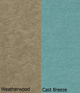 This is a swatch image showing the Weatherwood frame and the Cast Breeze cushion color.