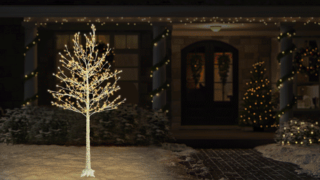 This moving image shows how the lights on this birch tree sparkle.