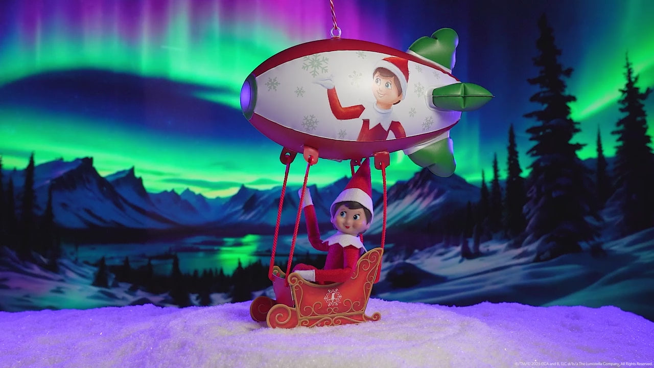 This video showcases the Peppermint Blimp with the aurora borealis in the background. 