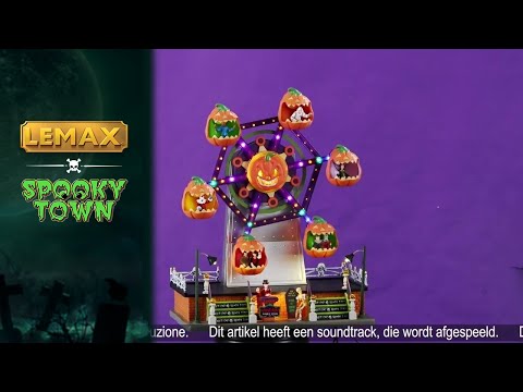 This is a video showcasing the Jumping Jacks Ferris Wheel from Lemax Spooky Town.