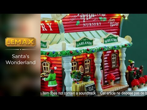 This is a video showcasing the intricate details of this Festive Tidings Nursery lighted building from Lemax.