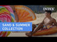 Inflatable inner tube designed to look like a donut with frosting and multi-colored sprinkles.