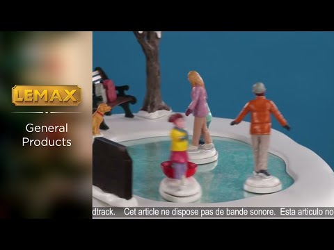 Polyresin figurine for a Lemax Village tabletop display. Designed to look like a family ice skating on a small pond