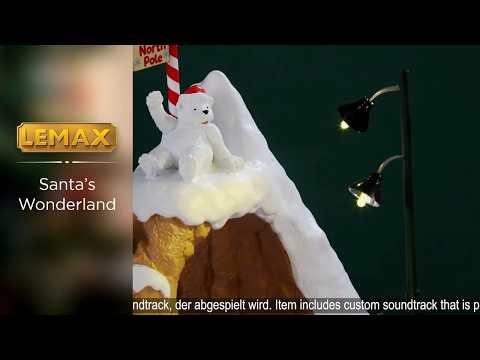 This is a video showcasing the intricate details of this Lemax Santa's Wonderland piece.