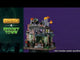 Porcelain lighted building for a Lemax display. Designed to look like an apocalyptic and rusty pub. There are flames coming out of the chimneys and a plague mask statue on the roof. There are biohazard warnings everywhere and lots of green ooze. There's a monster behind the bar. The bar looks like it's been made out of a car bumper.