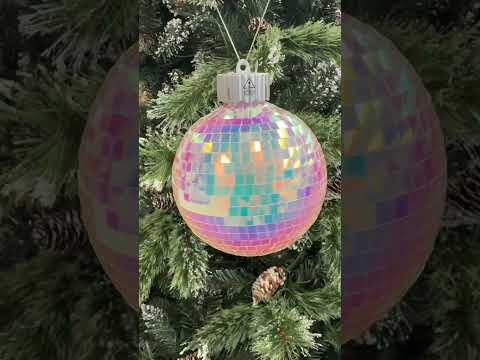 100MM Iridescent Mirror Ball Light-Up Ornament