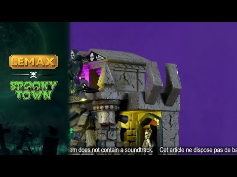 This is a video showcasing the Gates to the Underworld lighted building from Lemax Spooky Town.