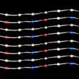 Battery operated lights that go from warm white to red, white and blue.