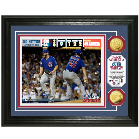 Highland Mint MLB Chicago Cubs 2015 Jake Arietta "No Hitter" Photo Collectible with Gold Coins