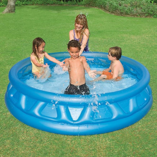 Blue inflatable pool for kids.