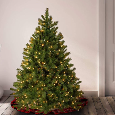 Artificial tree pre-lit with clear lights.