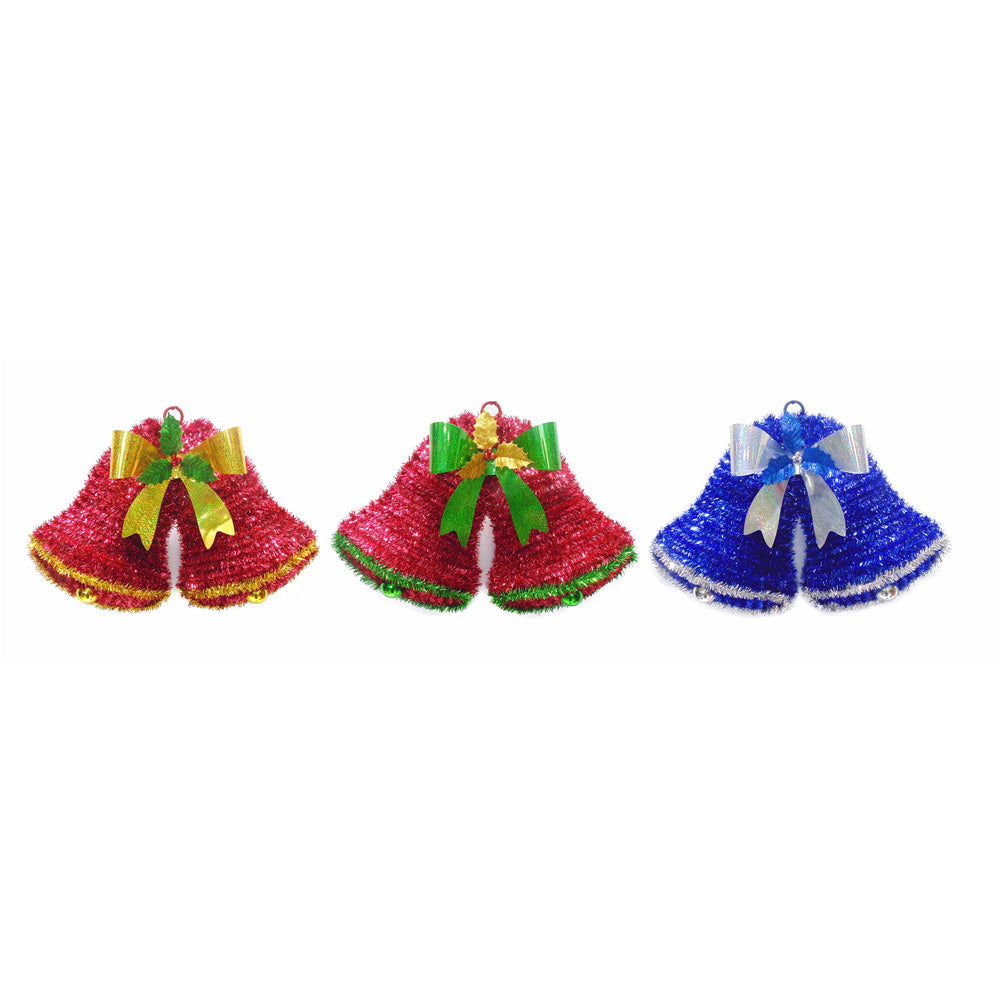 2D Double Bell Tinsel Wreath Wall Decor