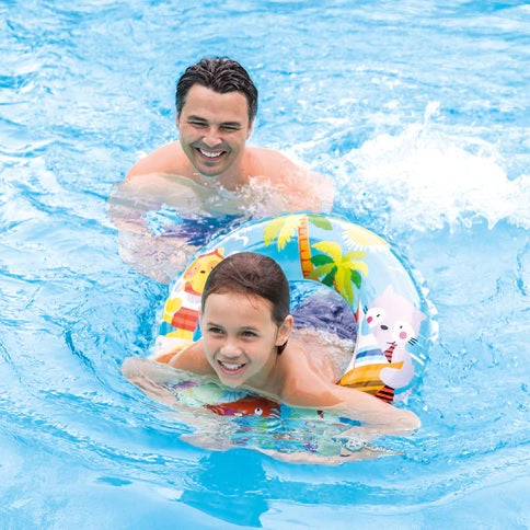 Inner tube with cute sea animals on it.