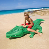 Pool inflatable shaped like an alligator.