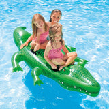 Pool inflatable shaped like an alligator.