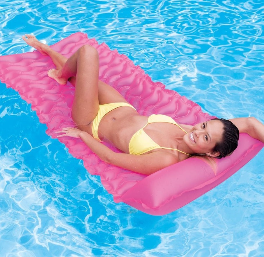 Inflatable pool mattress. This one is pink.