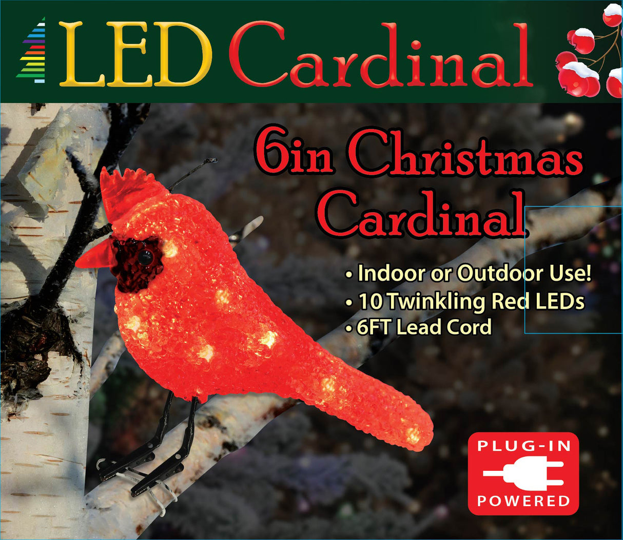 A red clip-on LED ornament.