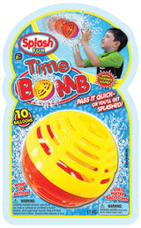 You fill a balloon with water and put it inside this ball. You throw it back and forth until time runs out. When you heart the buzzing sound, the balloon will pop and splash you.