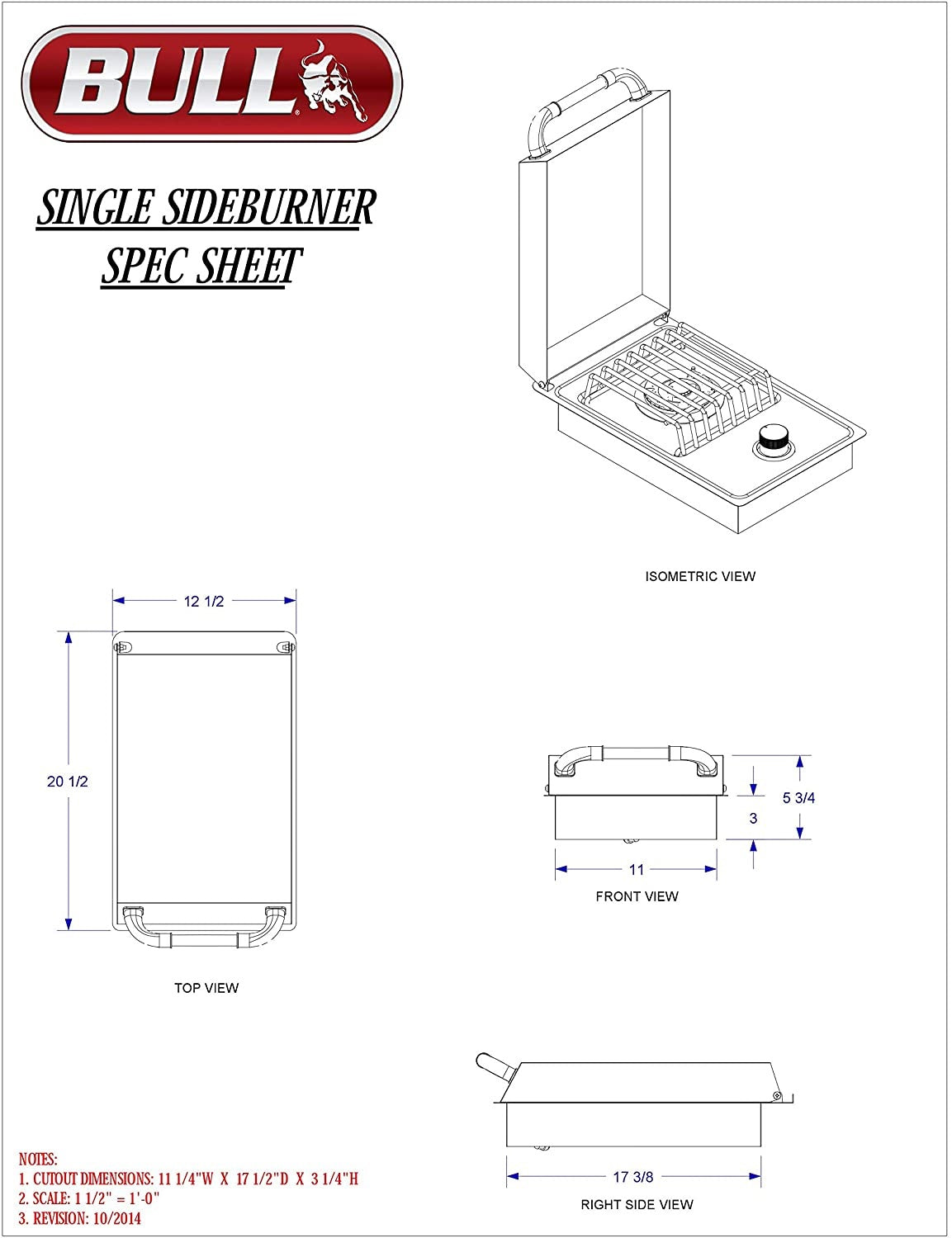 Bull Stainless Steel Drop-In Single Side Burners