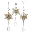 Snowflake ornaments with gems hanging underneath.