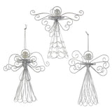 4.7" Silver Wire and Pearl Angel Ornament