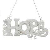 Ornaments read "LOVE" or "PEACE" or "JOY" or "HOPE."